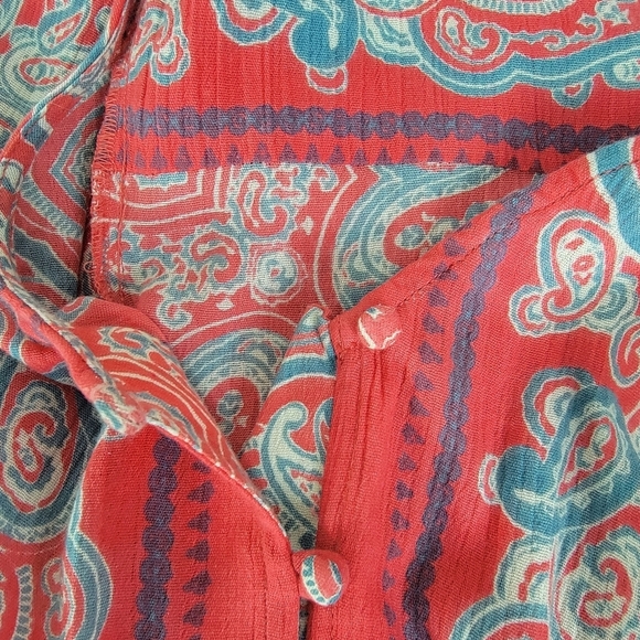Lucky Brand Red Multi Color Bohemian Felice Printed High-Low Midi Dress Sz L - Picture 9 of 14